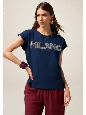 Oltre Oltre T-Shirt G066J004286N034 Niebieski Regular Fit