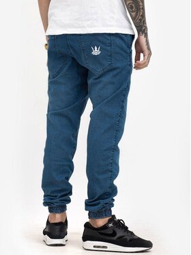 Jigga Wear Jigga Wear Spodnie materiałowe Spodnie Jeansowe Jogger Ze Ściągaczem Męskie Niebieskie Jigga Wear Crown 2XL Niebieski Regular Fit