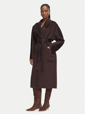 Elisabetta Franchi Elisabetta Franchi Vlnený kabát CP-01D-66E2-V850 Tmavo hnedá Regular Fit