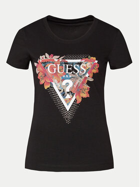 Guess Majica Ss Cn Tropical Train W4GI62 J1314 Črna Slim Fit