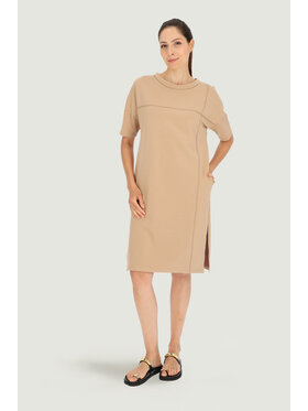 Deni Cler Milano Deni Cler Milano Sukienka dzianinowa T-DC-300D-E2-10-13-1 Beżowy Loose Fit