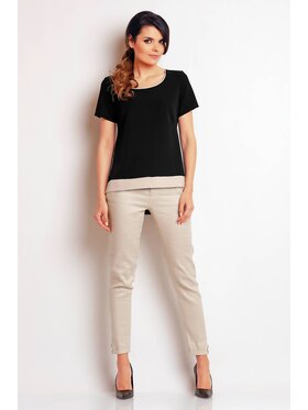 Awama Awama Bluzka A140 Czarny Basic Fit