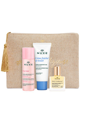 Nuxe Nuxe Kosmetyczka podróżna Creme Fraiche + Very Rose + Huile Prodigieuse Zestaw