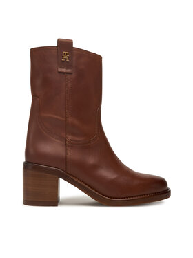 Tommy Hilfiger Tommy Hilfiger Čizme Riding Lthr Mid Boot Block Heel FW0FW08776 Smeđa