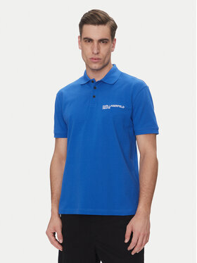 KARL LAGERFELD KARL LAGERFELD Тениска с яка и копчета A2M17094 Син Regular Fit