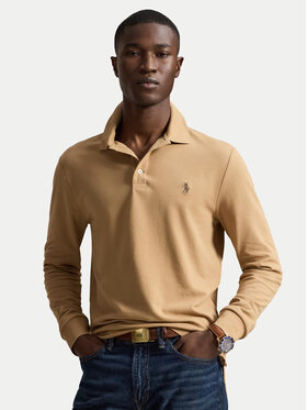 Polo Ralph Lauren Polo Ralph Lauren Тениска с яка и копчета 710955081500 Тъмнобежов Slim Fit