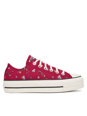 Converse Converse Trampki Chuck Taylor All Star Lift Platform Embroidered Floral Patchwork A15535C Bordowy
