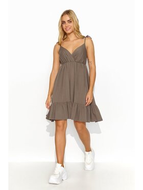 Makadamia Makadamia Sukienka letnia M818 Brązowy Comfortable Fit