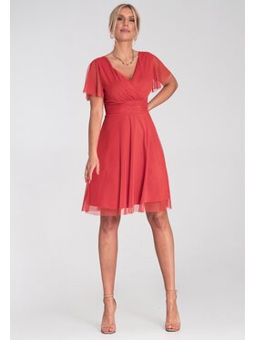 FIGL FIGL Sukienka koktajlowa M1206 Pomarańczowy Flared Fit