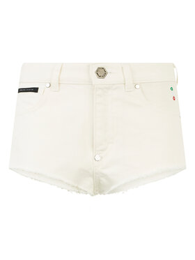PHILIPP PLEIN PHILIPP PLEIN Szorty jeansowe 31781 Biały Skinny Fit