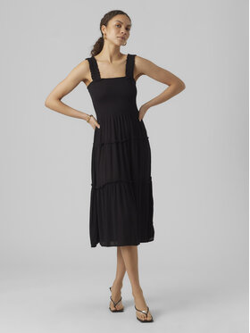 Vero Moda Vero Moda Sukienka letnia Menny 10282481 Czarny Regular Fit