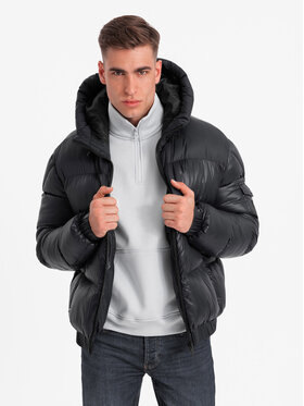 Ombre Ombre Kurtka puchowa OM-JAHP-0207 Czarny Regular Fit