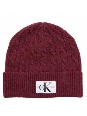 Calvin Klein Jeans Calvin Klein Jeans Czapka CZAPKA CABLE BEANIE Bordowy