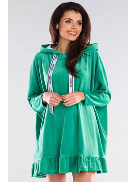 Awama Awama Sukienka dzianinowa A419 Zielony Basic Fit