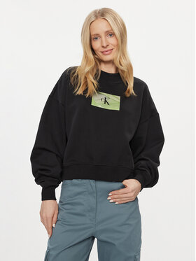 Calvin Klein Jeans Calvin Klein Jeans Majica dugih rukava Illuminated Box Logo Crew Neck J20J222897 Crna Regular Fit