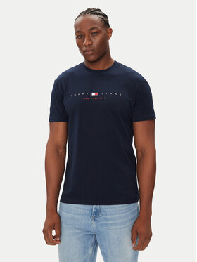 Tommy Jeans Tommy Jeans Marškinėliai Flag Linear DM0DM21911 Tamsiai mėlyna Regular Fit