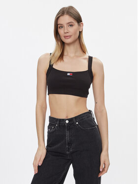 Tommy Jeans Tommy Jeans Felső Badge DW0DW17395 Fekete Slim Fit