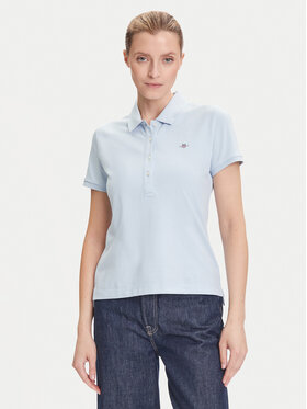 Gant Gant Тениска с яка и копчета Sheild 4200870 Светлосиньо Slim Fit