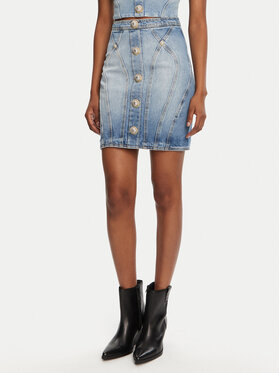 Balmain Balmain Farmer szoknya DF1LBA22DE53 Kék Slim Fit