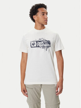 Jack Wolfskin Jack Wolfskin Tricou Brand T A64116 Écru Regular Fit
