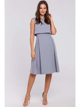 Makover Makover Sukienka elegancka K005 Szary Regular Fit