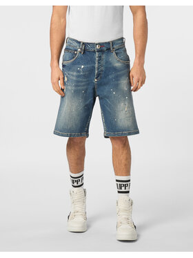 PHILIPP PLEIN PHILIPP PLEIN Szorty jeansowe 24335 Niebieski Loose Fit