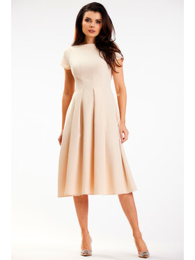 Awama Awama Sukienka letnia A569 Beżowy Basic Fit
