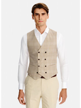Pako Lorente Pako Lorente Kamizelka garniturowa P26SF-8X-015 Beżowy Slim Fit