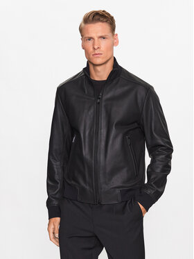 Boss Boss Kožená bunda 50485081 Čierna Regular Fit