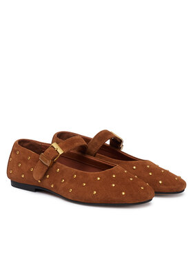 Tommy Hilfiger Tommy Hilfiger Balerīnas Th Buckle Suede Stud Ballerina FW0FW09666 Brūns