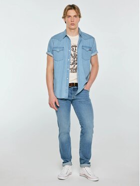 BIG STAR BIG STAR Koszula SHORT_SLEEVE_WESTERN_267_140 Niebieski Basic Fit