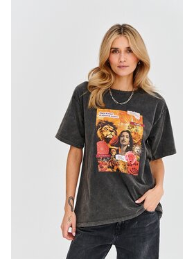NAOKO NAOKO T-Shirt Flames Of Leo Czarny Regular Fit