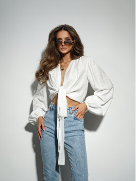 LilaLou LilaLou Bluzka Helen Biały Regular Fit