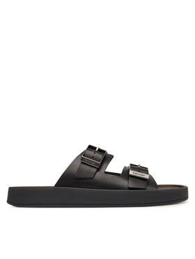 Calvin Klein Calvin Klein Klapki Ergon Double Bar Sandal Lth HM0HM02097 Czarny