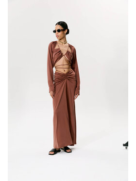 Laretaggio Laretaggio Spódnica Chieri long skirt in brown Brązowy Basic Fit