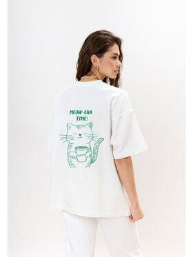 Mirons Mirons T-Shirt Print Biały Oversize