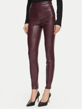 Guess Guess Hlače od imitacije kože W4BB18 WGIK0 Tamnocrvena Regular Fit