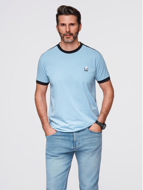 Ombre Ombre T-Shirt OM-TSCT-0115 Błękitny Regular Fit