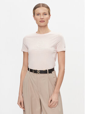 Tommy Hilfiger Tommy Hilfiger Tricou Flag Script WW0WW41761 Roz Slim Fit