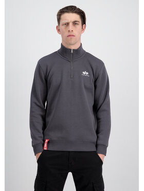 Alpha Industries Alpha Industries Bluza Half Zip Small Logo Sweatshirt Szary Regular Fit