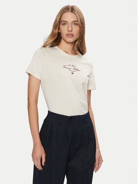 Tommy Hilfiger Tommy Hilfiger Tričko WW0WW43895 Écru Regular Fit