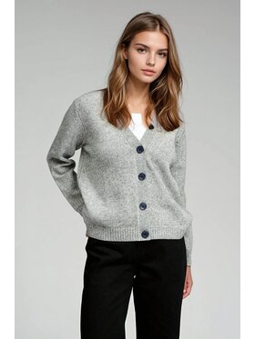 TeeShoppen TeeShoppen Kardigan 'Basic Collection' Szary Regular Fit