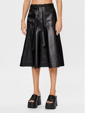 Calvin Klein Calvin Klein Kožená sukně K20K205820 Černá Regular Fit