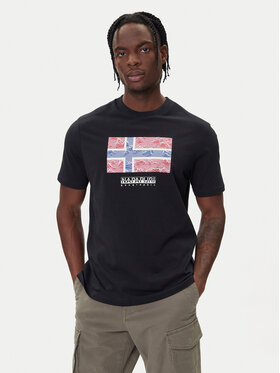 Napapijri Napapijri Tricou S-Drapeau Ss NP0A891K Negru Regular Fit