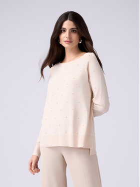 Oltre Oltre Sweter M378E001723N002 Kremowy Regular Fit