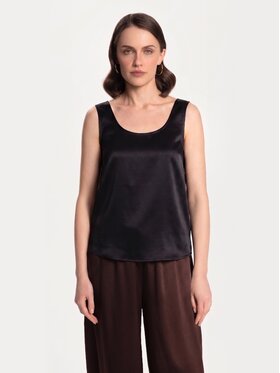 Cat&Cat Cat&Cat Top jedwabny basic Czarny Regular Fit
