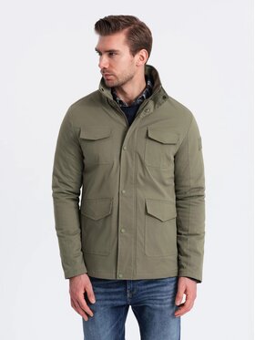 Ombre Ombre Kurtka przejściowa OM-JALP-0167 Khaki Regular Fit
