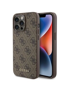Guess Guess Etui na telefon Metal Gold Logo Brązowy