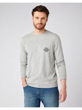 Wrangler Wrangler T-Shirt LS BIKER TEE Szary Regular Fit