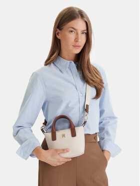 Tommy Hilfiger Tommy Hilfiger Handtasche Popette Micro Tote AW0AW18368 Écru